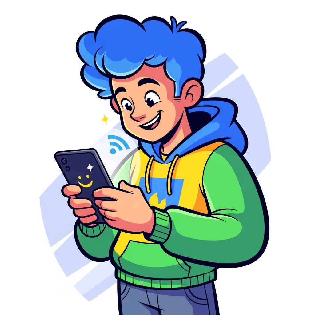 Junge mit Smartphone in der Hand